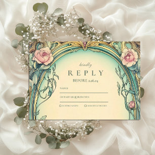 Rosa-blaue Gartentraum-Hochzeit RSVP Karte