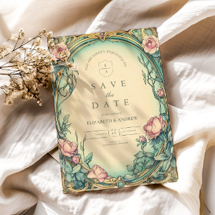Rosa-blaue Gartentraum-Hochzeit Save The Date