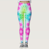 Rosa blaue Gefärbte Krawatten Leggings (Vorderseite)