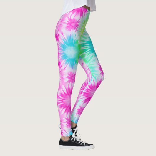 Rosa blaue Gefärbte Krawatten Leggings (Rechts)