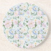 Rosa Blaue Gelbe Blumen Getränkeuntersetzer (Vorne)