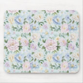 Rosa Blaue Gelbe Blumen Mousepad (Vorne)