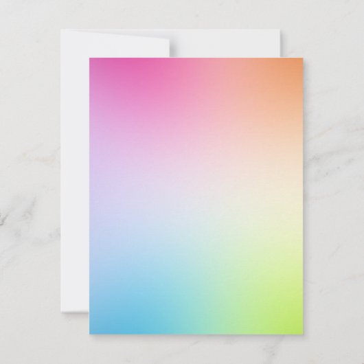 Rosa blaue gelbe grüne, farbige Blindvorlage Mitteilungskarte (Rückseite)