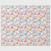 Rosa Blaue Gelbe Macarons Geburtstag Geschenkpapier (Flach)
