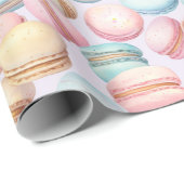 Rosa Blaue Gelbe Macarons Geburtstag Geschenkpapier (Rolleneckpunkt)