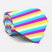 Rosa, blaue, gelbe und weiße Streifen Krawatte (Gerollt)