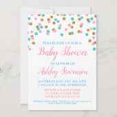 Rosa blaue goldene Konfetti Geschlecht neutrale Ba Einladung (Rückseite)