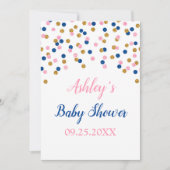 Rosa blaue goldene Konfetti Geschlechtsverkehr off Einladung (Vorderseite)