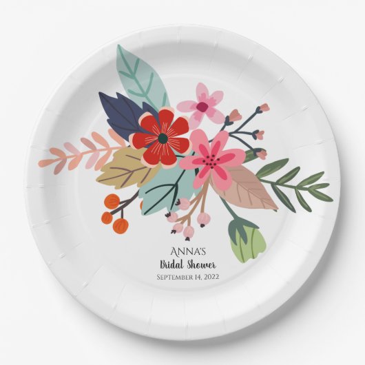 Rosa blaue große Bouquet Sommerliche Blume Pappteller (Vorderseite)