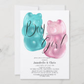 Rosa & blaue Gummibärengeschlecht offenbaren Einla Einladung (Vorderseite)