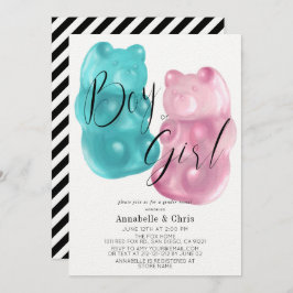 Rosa & blaue Gummibärengeschlecht offenbaren Einla Einladung