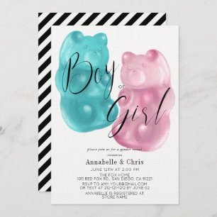 Rosa & blaue Gummibärengeschlecht offenbaren Einla Einladung