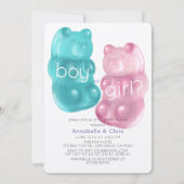 Rosa & blaue Gummy Bärensprinkles Geschlechtsverke Einladung (Vorderseite)
