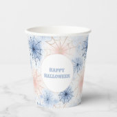 Rosa blaue Halloween Spinnennetze Pappbecher (Vorderseite)