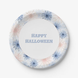 Rosa blaue Halloween Spinnennetze Pappteller
