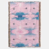 Rosa Blaue Himmelsflugzeug Muster Reiseästhetik  Decke (Vorderseite Vertikal)