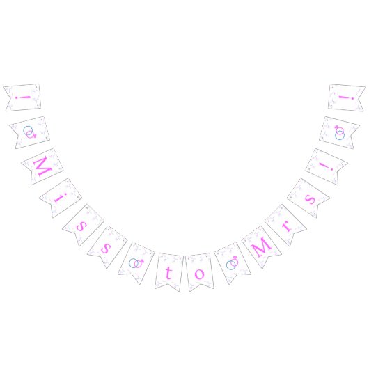 Rosa, blaue Hochzeitsringe Miss zu Mrs. Brautparty Wimpelkette (Alle)