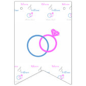 Rosa, blaue Hochzeitsringe Miss zu Mrs. Brautparty Wimpelkette (Zweite Fahne)