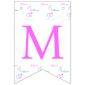 Rosa, blaue Hochzeitsringe Miss zu Mrs. Brautparty Wimpelkette (Dritte Fahne)