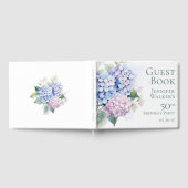 Rosa blaue Hortensien 50. Geburtstag Gästebuch (Voll)