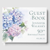 Rosa blaue Hortensien 50. Geburtstag Gästebuch (Vorderseite)