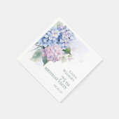 Rosa blaue Hortensien 75. Geburtstagsfeier Serviette (Ecke)