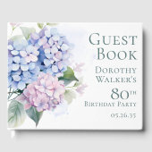 Rosa Blaue Hortensien 80. Geburtstag Gästebuch (Vorderseite)