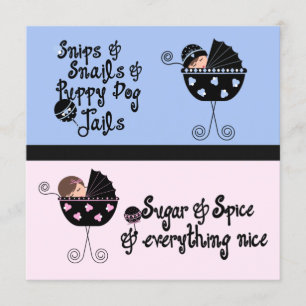 Rosa-blaue Kinderwagen Geschlecht Enthüllung Einladung