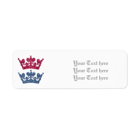 Rosa blaue Krone Prinz Prinzessin Zwillings-Etiket (Vorne)