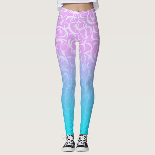 Rosa blaue Kurven Leggings (Vorderseite)