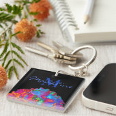 Rosa blaue lila blumenfarbene Blüte Schlüsselanhänger (Vorderseite rechts)