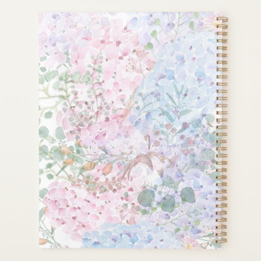 Rosa blaue lila Hydrangeform 1 Muster Planer (Rückseite)