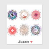 Rosa blaue Mandalas 6-Pack Aufkleber (Blatt)