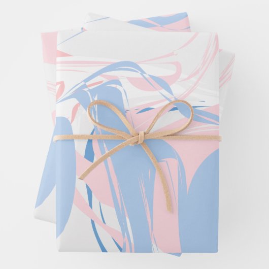 Rosa blaue Marmorplatte Abstraktes Baby wirbeln Geschenkpapier Set (Beispiel)