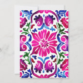 Rosa blaue mexikanische Fliesen-Brautparty Einladung (Rückseite)