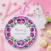 Rosa blaue mexikanische Fliesen - Brautparty Pappteller (Party)