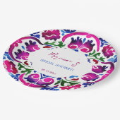 Rosa blaue mexikanische Fliesen - Brautparty Pappteller (Schrägansicht)