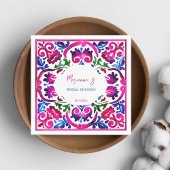 Rosa blaue mexikanische Fliesen - Brautparty Serviette