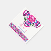 Rosa blaue mexikanische Fliesen - Brautparty Serviette (Ecke)