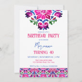 Rosa blaue mexikanische Fliesen Geburtstagsgeschen Einladung (Vorderseite)