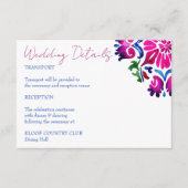 Rosa blaue mexikanische Talavera Fliesen Hochzeits Begleitkarte (Vorderseite)