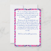 Rosa blaue mexikanische Talka-Hochzeit Dankeskarte (Rückseite)