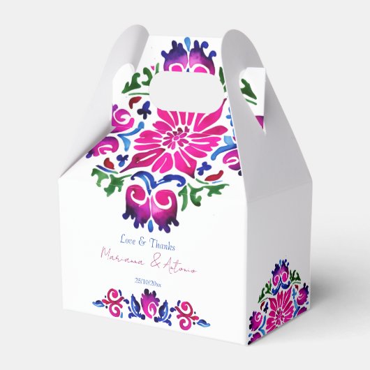Rosa blaue mexikanische Talka-Hochzeit Geschenkschachtel (Vorderseite)