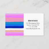 Rosa blaue Minimalistische Streifen handgefertigt Visitenkarte (Rückseite)
