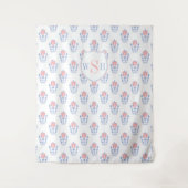 Rosa blaue Monogramm Babydusche Foto Hintergrund Wandteppich (Vorderseite)