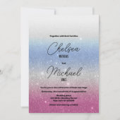 Rosa blaue Ober-Glitzer Hochzeit Einladung (Vorderseite)
