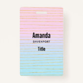 Rosa blaue Ombre mit dünnen goldenen Linien Ausweis (Rückseite)