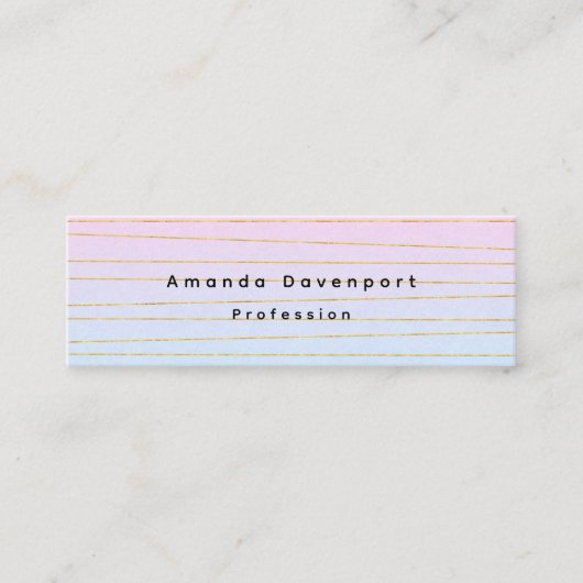 Rosa blaue Ombre mit dünnen goldenen Linien Mini Visitenkarte (Vorderseite)