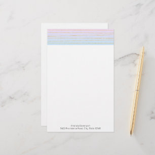 Rosa blaue Ombre mit goldenen Linien Briefpapier