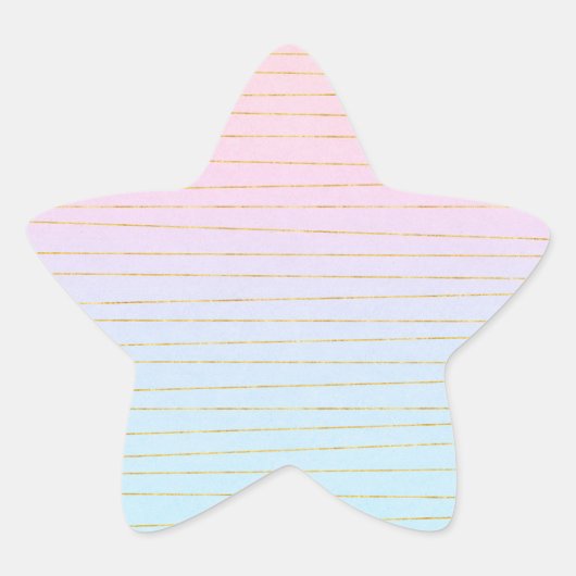 Rosa blaue Ombre mit goldenen Linien Stern-Aufkleber (Vorderseite)
